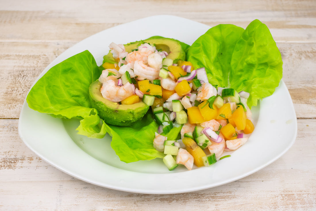 Shrimp Mango Ceviche In Avocado Halves