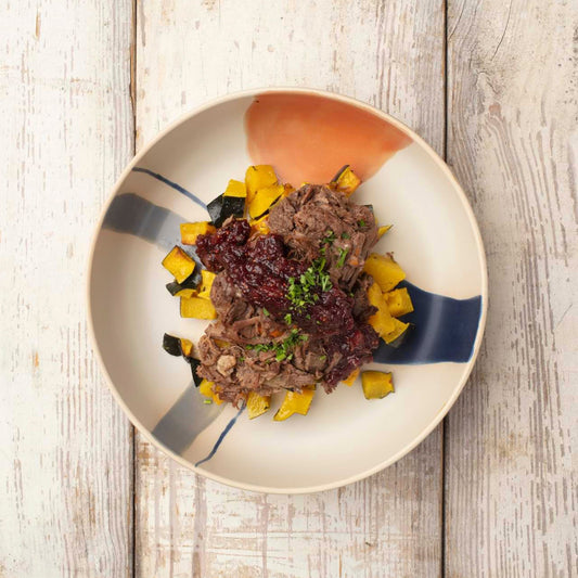 Braised Beef with Pumpkin and Cranberry Sauce