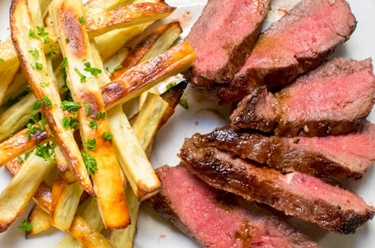 AIP Lemon Garlic Yak Steak with Parsley Sweet Potato Frites