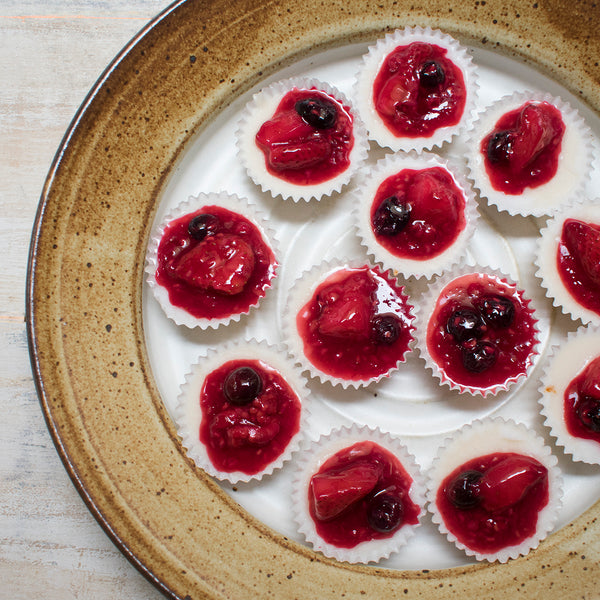 AIP Cheesecake Bites with Berry Compote and Graham Cracker Crust