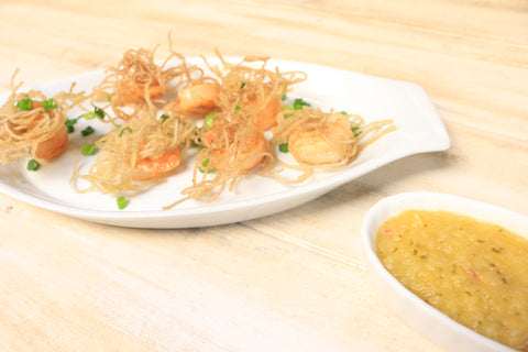 Vermicelli Wrapped Shrimp with Tropical Dipping Sauce