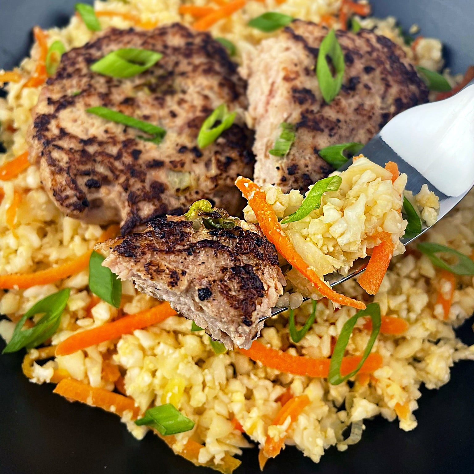 Asian Chicken Burgers with Cauliflower Fried Rice Paleo Meal Delivery Service Paleo Food AIP Delivery