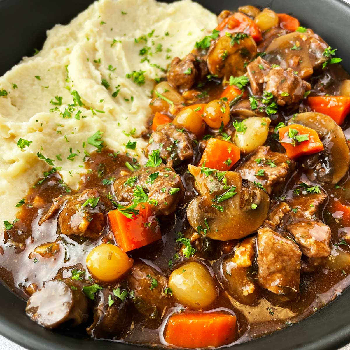 Beef Bourguignon with Parsnip Puree Paleo AIP