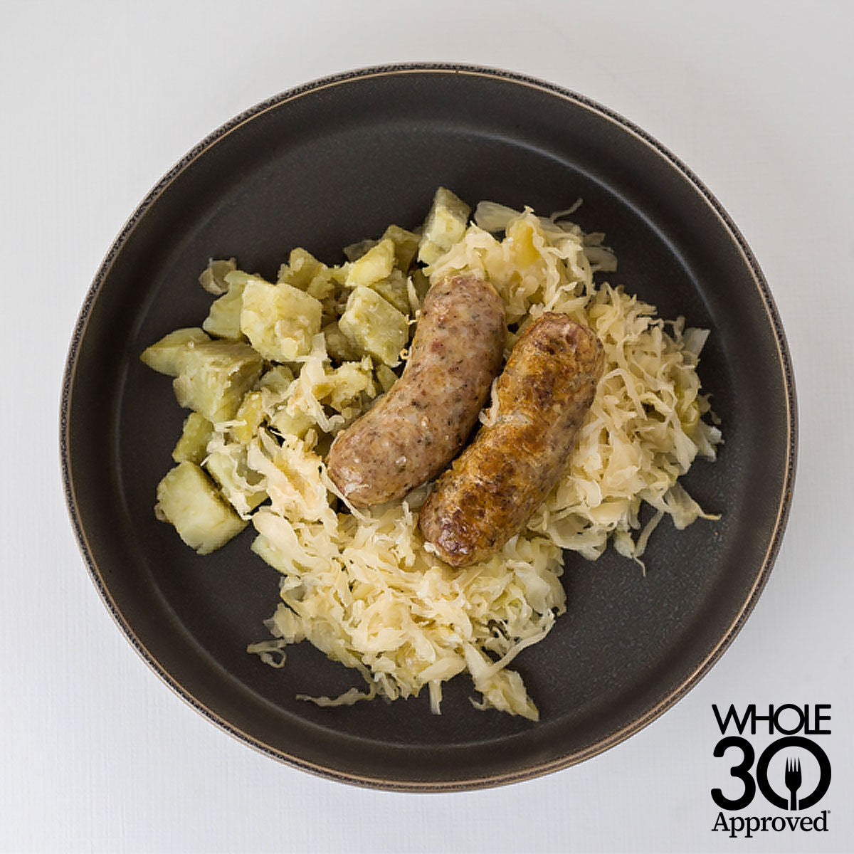 whole30 approved paleo aip brats sauerkraut potatoes