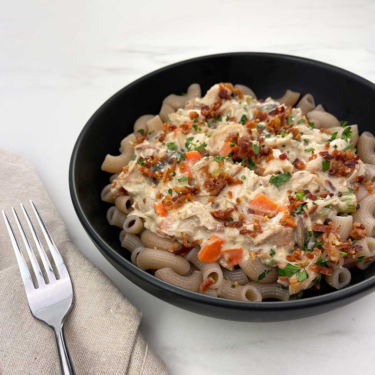 AIP Paleo Turkey Tetrazzini Over Jovial Pasta Elbows