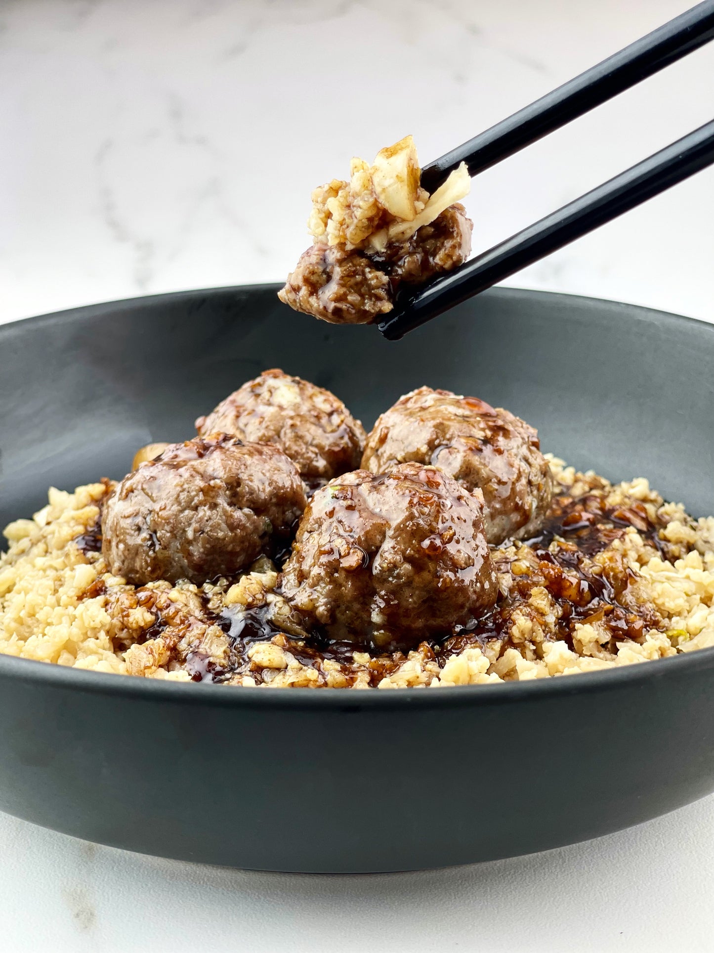 Mongolian Glazed Meatballs with Scallion Rice Paleo Meatballs-AIP Friendly Meatballs Paleo Asian Inspired Meals